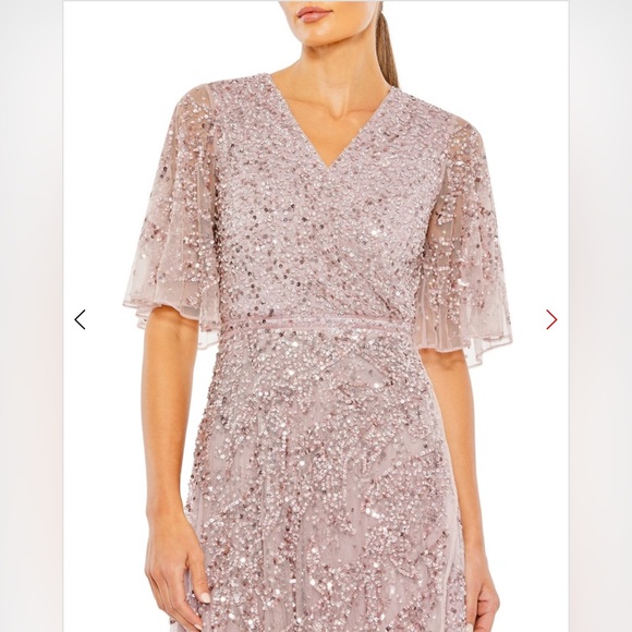 Sequined butterfly sleeve high low gown - Picture 3 of 3